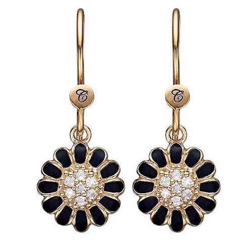 Image of Christina Collect forgyldt Black Marguerite Smukke margueritter med sort emalje og 14 glitrende topas, model 670-G12White